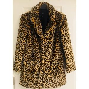 Leopard print faux fur coat
